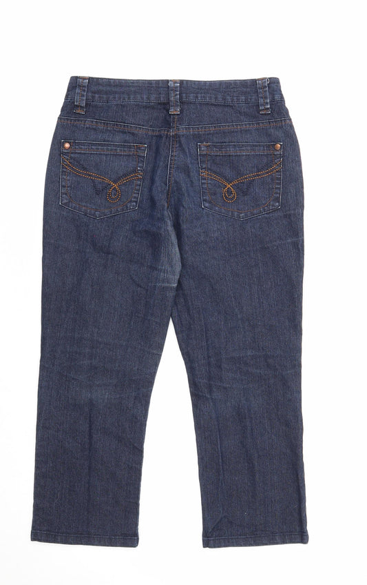 Cherokee Womens Blue Cotton Straight Jeans Size 8 Regular Zip