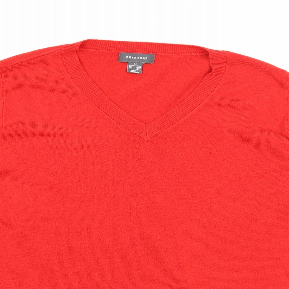 Primark Womens Red V-Neck Acrylic Pullover Jumper Size 12
