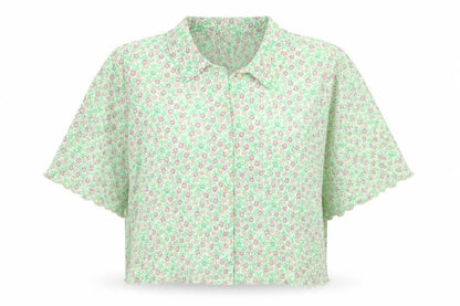 Womens UK Size 14 Primark Green Cropped Button-Up