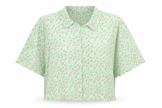 Womens UK Size 14 Primark Green Cropped Button-Up