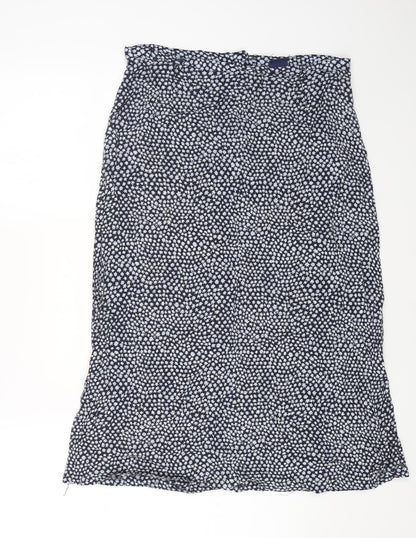 Debenhams Womens Blue Geometric Viscose Swing Skirt Size 12 Button