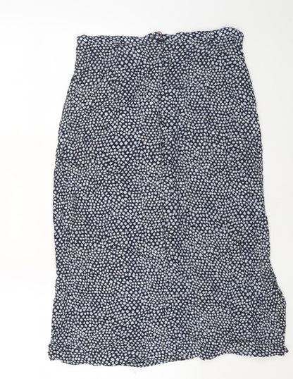 Debenhams Womens Blue Geometric Viscose Swing Skirt Size 12 Button