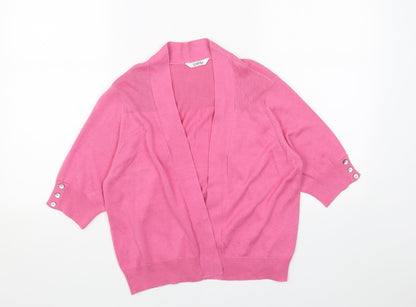 Les Petites Womens Pink V-Neck Viscose Shrug Jumper Size 16