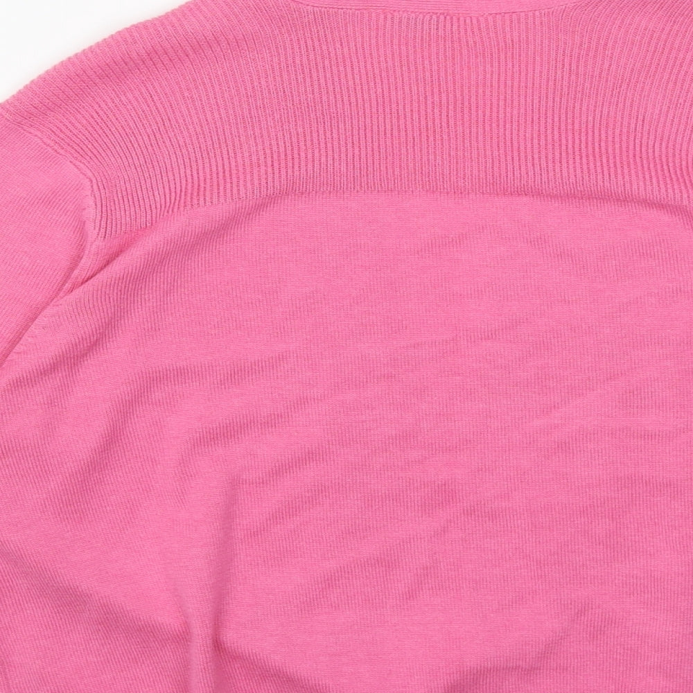 Les Petites Womens Pink V-Neck Viscose Shrug Jumper Size 16