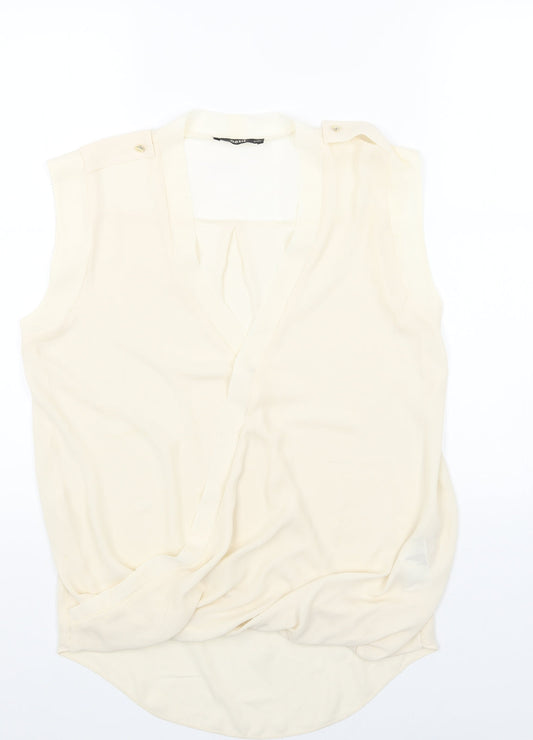 Womens UK Size 8 Oasis Beige Basic Blouse