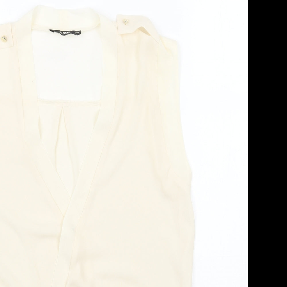 Womens UK Size 8 Oasis Beige Basic Blouse