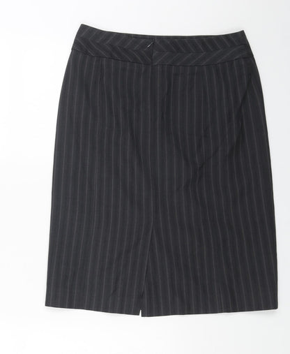 Autonomy Womens Grey Striped Polyester Straight & Pencil Skirt Size 8 Zip