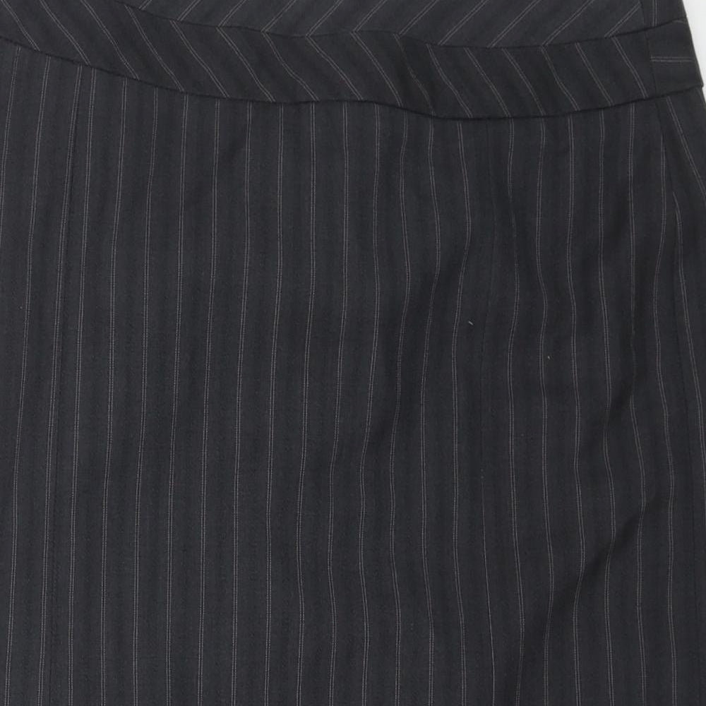 Autonomy Womens Grey Striped Polyester Straight & Pencil Skirt Size 8 Zip