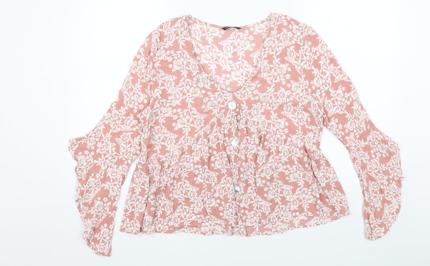 Womens UK Size 12 Roman Pink Cropped Blouse