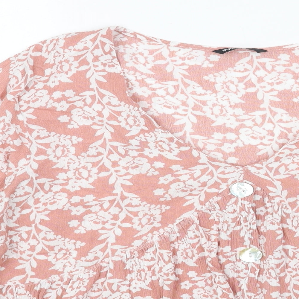 Womens UK Size 12 Roman Pink Cropped Blouse