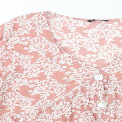 Womens UK Size 12 Roman Pink Cropped Blouse