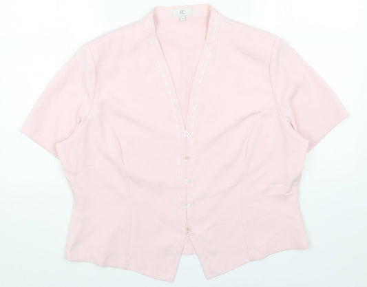 CC Womens Pink Polyester Cropped T-Shirt Size 18 V-Neck