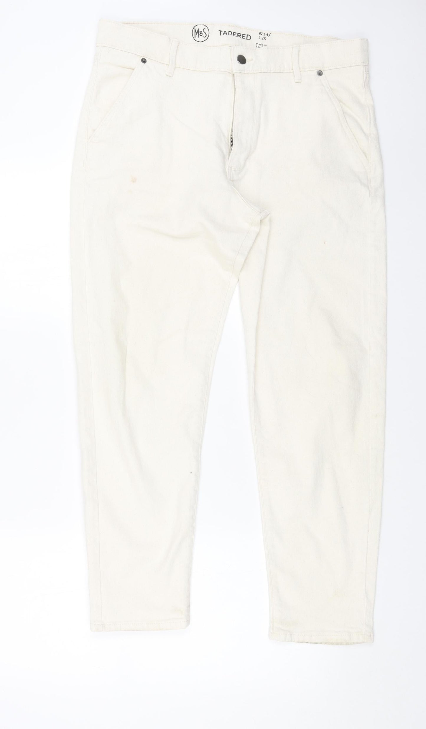 Womens UK Size 34 in Marks and Spencer Regular Fit Tapered White Jeans