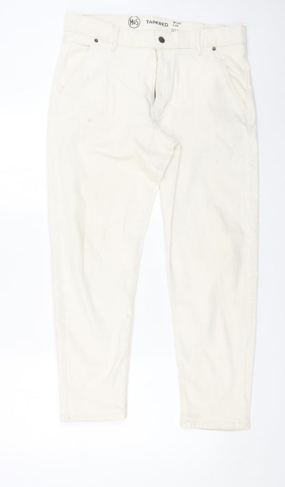 Womens UK Size 34 in Marks and Spencer Regular Fit Tapered White Jeans