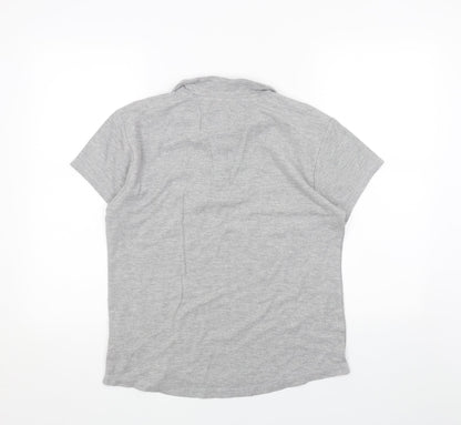 LA Gear Womens Grey Cotton Basic T-Shirt Size 14 V-Neck