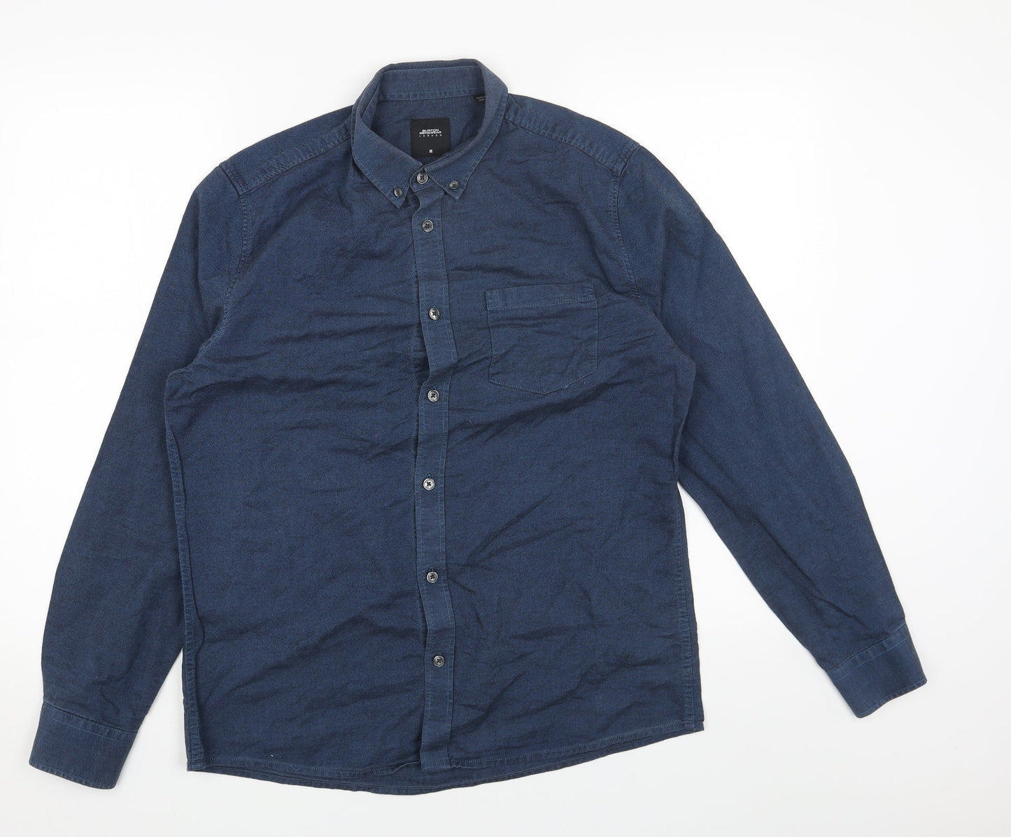 Mens UK Size M Burtons Blue  Button-Up Long Sleeve Casual Shirt
