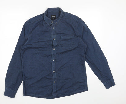 Mens UK Size M Burtons Blue  Button-Up Long Sleeve Casual Shirt
