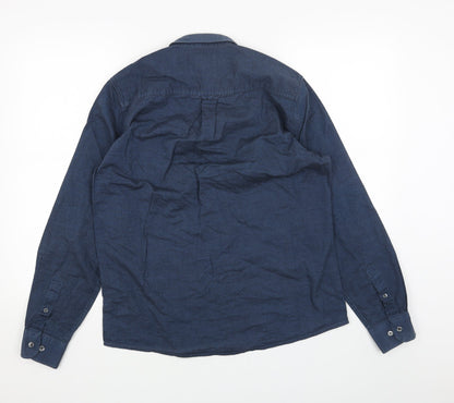 Mens UK Size M Burtons Blue  Button-Up Long Sleeve Casual Shirt