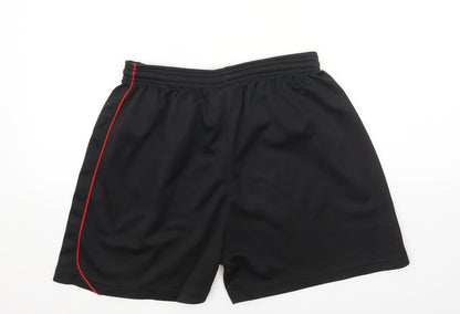 Precision Boys Black Polyurethane Sweat Shorts Size L Regular Drawstring