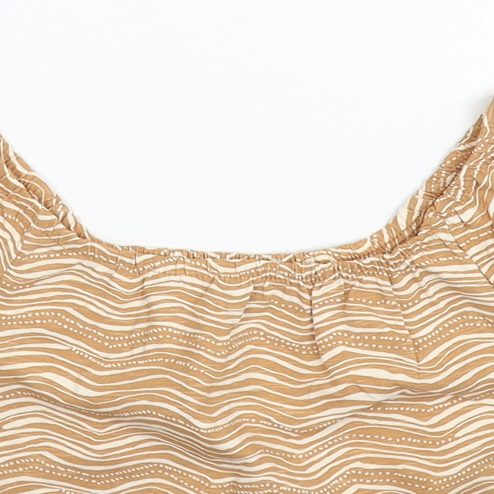 George Girls Beige Geometric Cotton Cropped Blouse Size 6-7 Years Round Neck Pullover