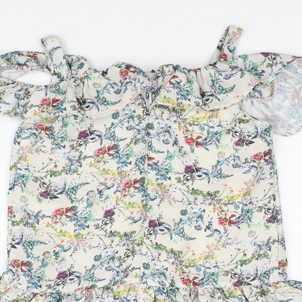 NEXT Girls Multicoloured Floral Polyester Skater Dress Size 4XL Square Neck Zip