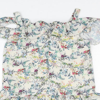 NEXT Girls Multicoloured Floral Polyester Skater Dress Size 4XL Square Neck Zip