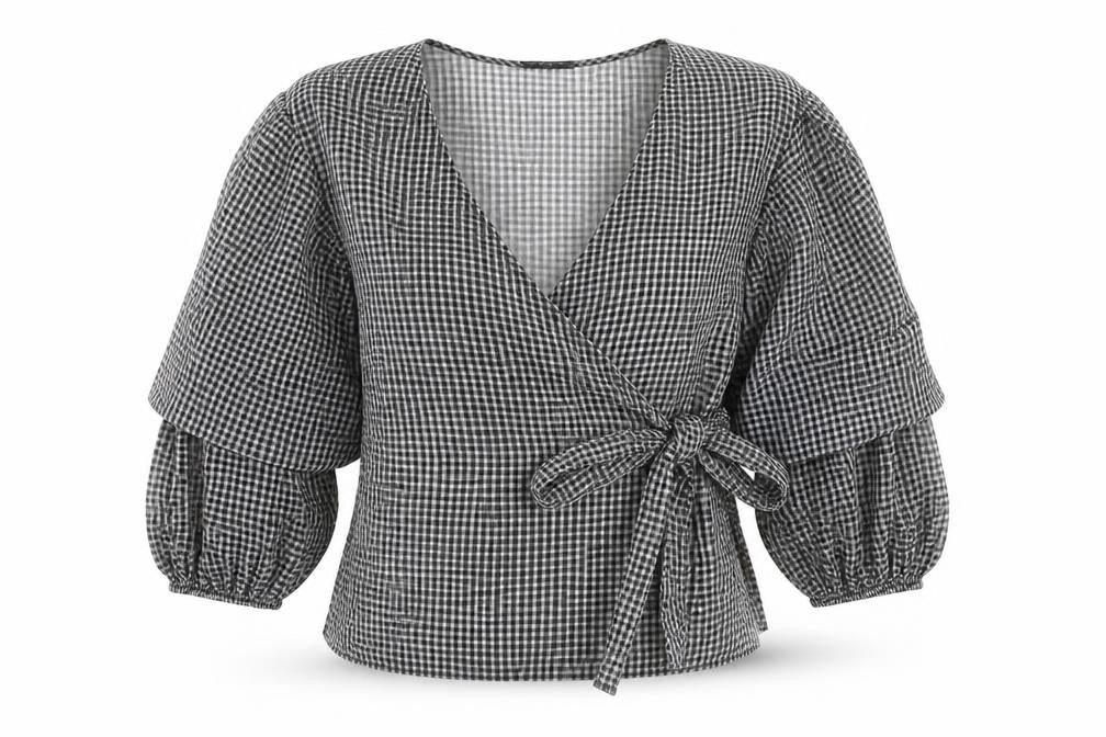 Womens UK Size 10 River Island Black Wrap Blouse