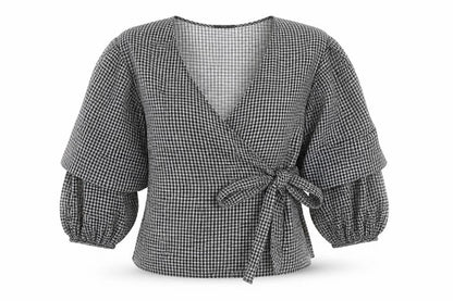 Womens UK Size 10 River Island Black Wrap Blouse