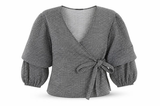 Womens UK Size 10 River Island Black Wrap Blouse