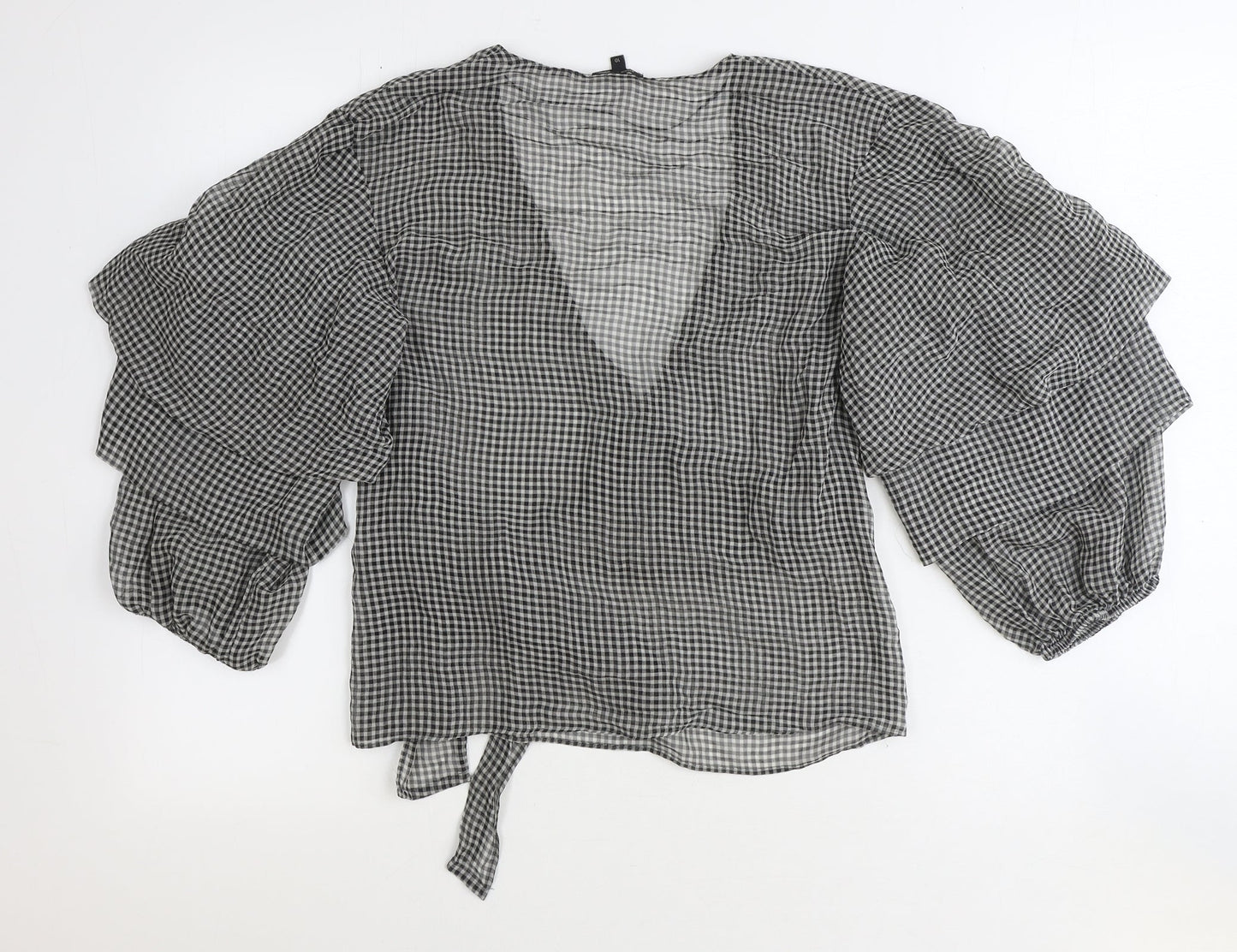 Womens UK Size 10 River Island Black Wrap Blouse