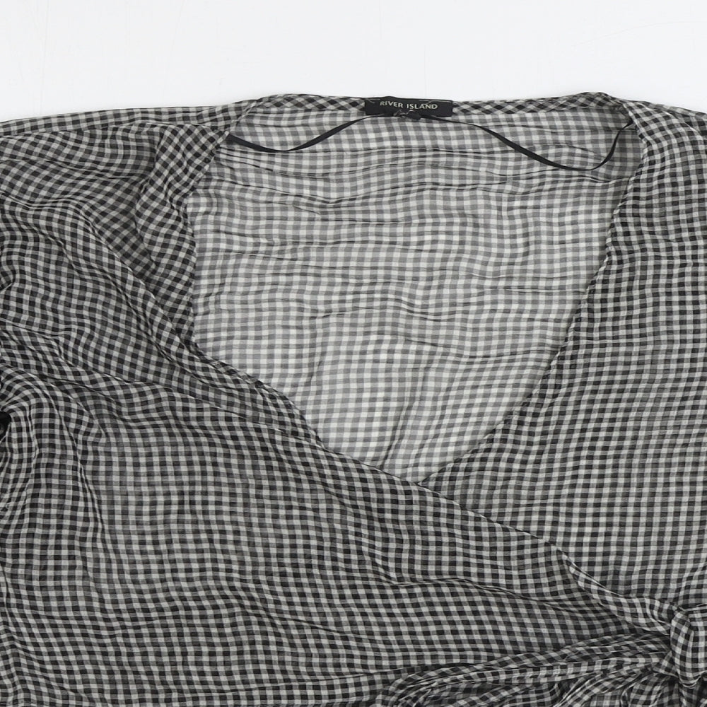 Womens UK Size 10 River Island Black Wrap Blouse