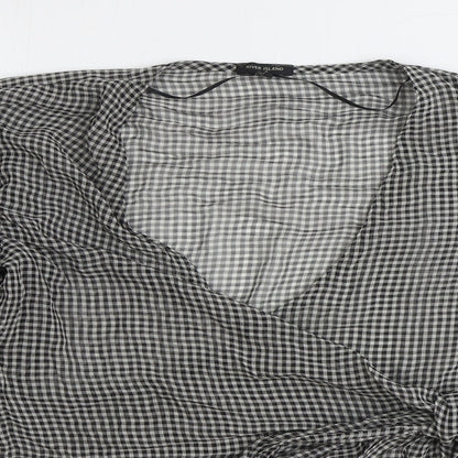 Womens UK Size 10 River Island Black Wrap Blouse