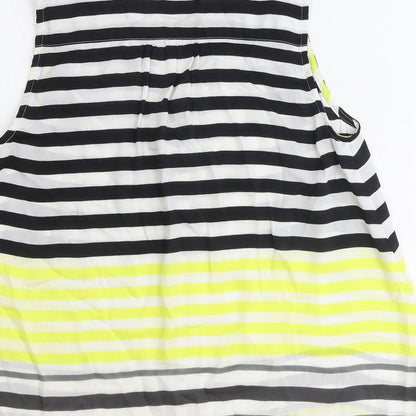 Twist & Tango Womens Blue Striped Polyester Basic Button-Up Size 8 V-Neck