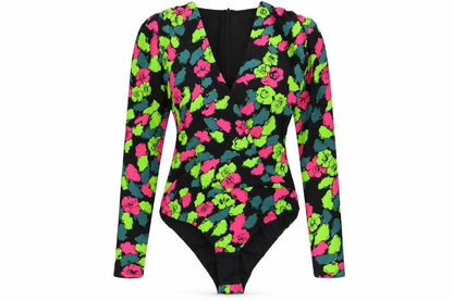 Zara Womens Multicoloured Geometric Polyester Bodysuit One-Piece Size S Snap