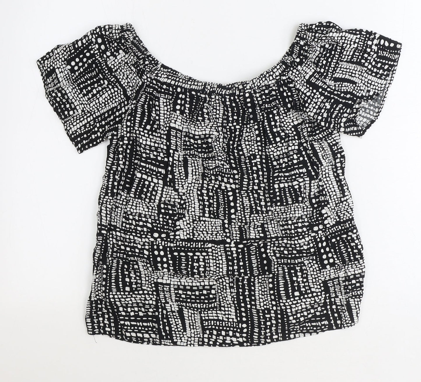 Womens UK Size 12 Papaya Black Basic Blouse