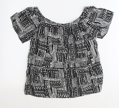 Womens UK Size 12 Papaya Black Basic Blouse