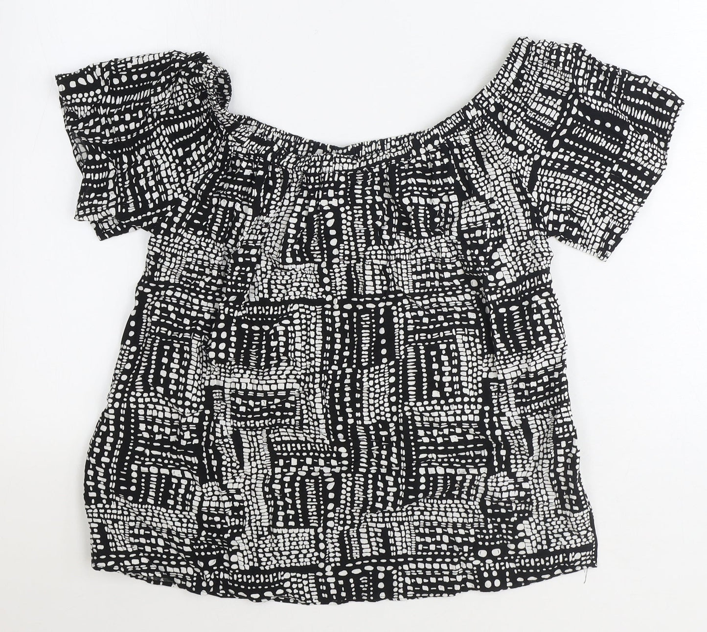 Womens UK Size 12 Papaya Black Basic Blouse