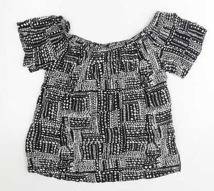 Womens UK Size 12 Papaya Black Basic Blouse