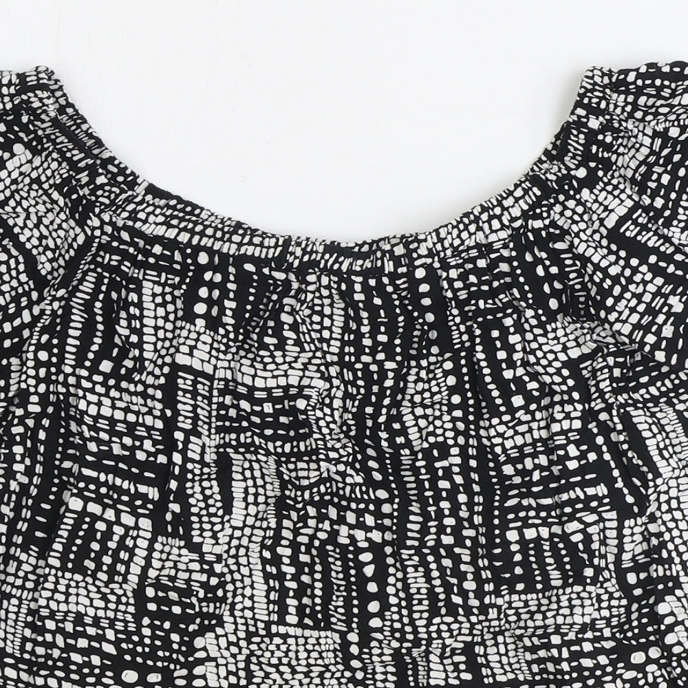 Womens UK Size 12 Papaya Black Basic Blouse