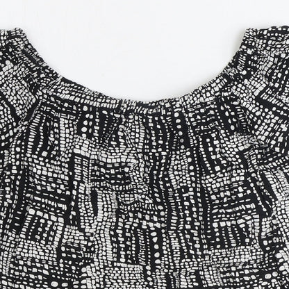 Womens UK Size 12 Papaya Black Basic Blouse