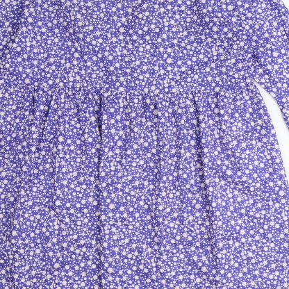 Preworn Womens Blue Floral Polyester Fit & Flare Size S V-Neck Pullover