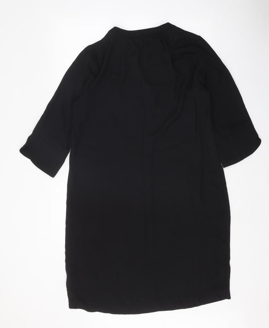 Marks and Spencer Womens Black Polyester Sheath Size 14 V-Neck Pullover