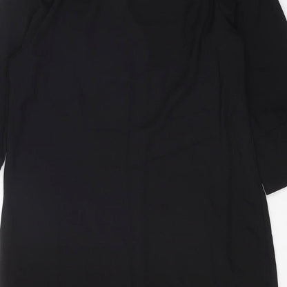 Marks and Spencer Womens Black Polyester Sheath Size 14 V-Neck Pullover