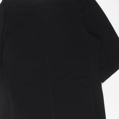 Chico's Womens Black Polyester T-Shirt Dress One Size Boat Neck Pullover - 41 Inch Waist