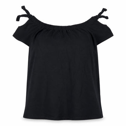 Papaya Womens Black 100% Cotton Basic Blouse Size M Boat Neck