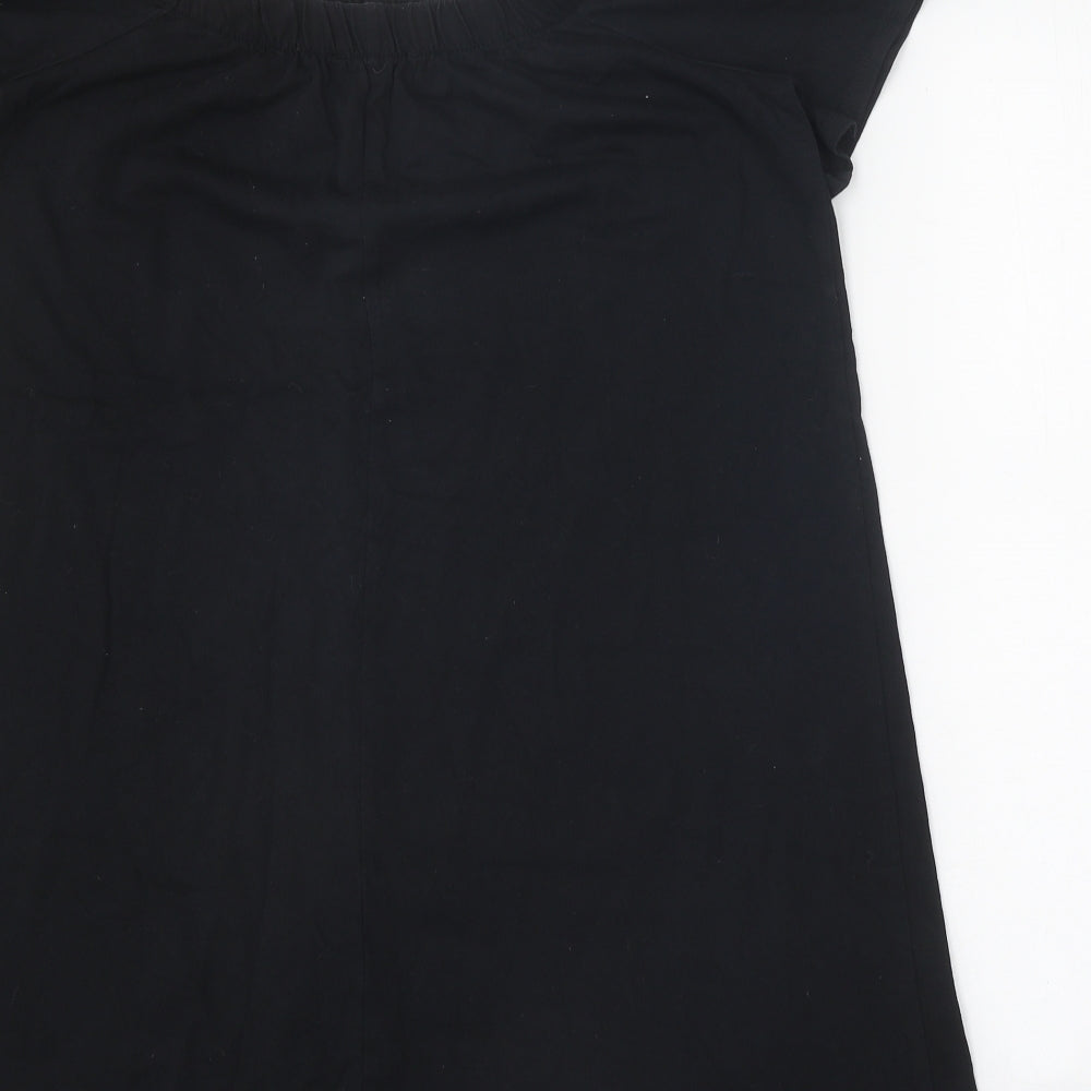 Papaya Womens Black 100% Cotton Basic Blouse Size M Boat Neck