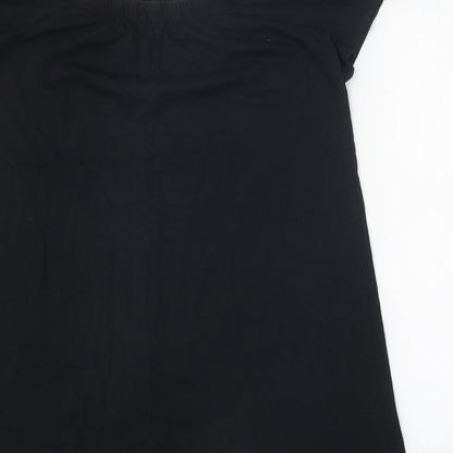 Papaya Womens Black 100% Cotton Basic Blouse Size M Boat Neck