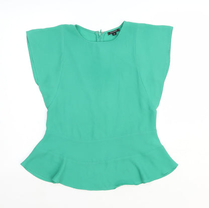 Stella & Dot Womens Green Polyester Basic Blouse Size XS Round Neck