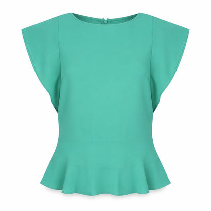 Stella & Dot Womens Green Polyester Basic Blouse Size XS Round Neck