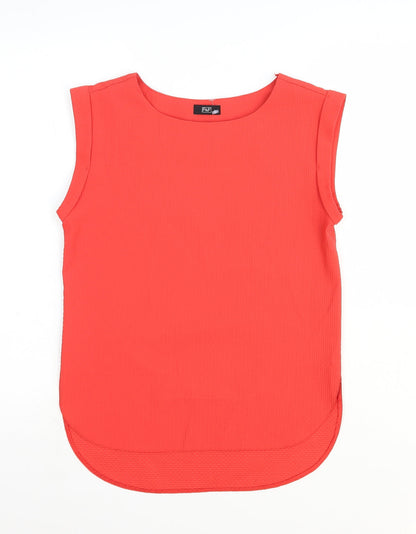 F&F Womens Red Polyester Basic Tank Size 6 Round Neck